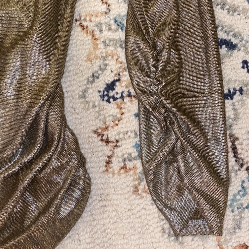 MAJORELLE Cypress Bodysuit Metallic Bronze Taupe Off Shoulder OnePiece Party Top - Picture 11 of 12